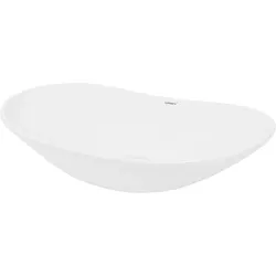 LuxeBath ECD Germany Aufsatzwaschbecken Keramik Weiß 640 × 365 × 130 mm – inkl. Ablaufgarnitur