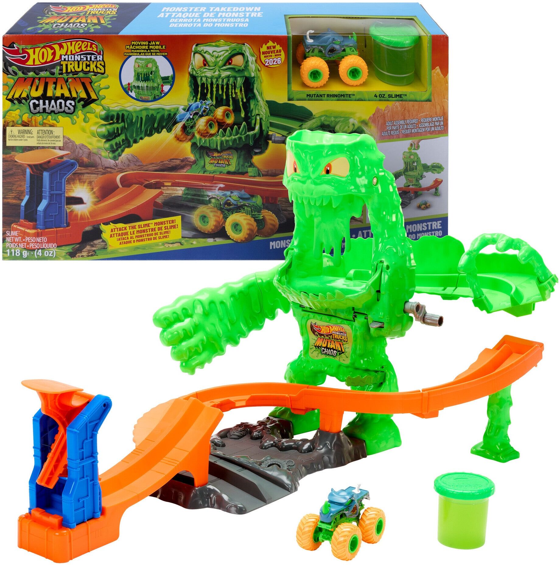 Hot Wheels Monster Trucks Mutant Chaos Ooze Monster Playset - Ages 3 and Up - Includes 1:64 Scale Truck and Reusable Slime - Mattel
