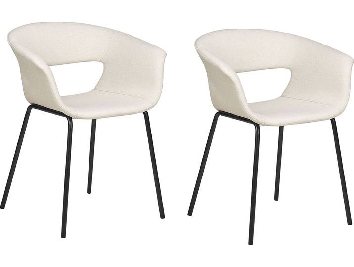BELIANI Esszimmerstühle 2er Set Hellbeige mit Schwarzen Beinen Modernes Design für Esszimmer Essbereich Küche Wohnzimmer