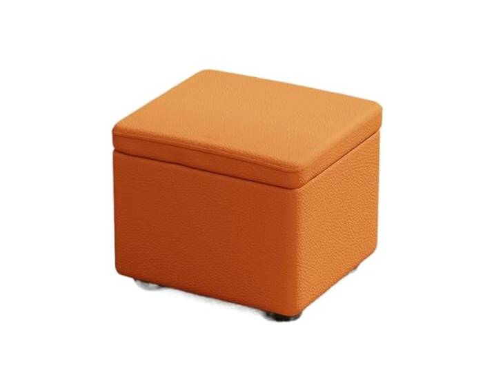 DANNMPX Sitzhocker Wohnzimmer Multifunktionaler Flip Top Aufbewahrungshocker Kunstleder Boxen Sitz Zusätzliche Sitzplätze(Orange,30x30x26cm)