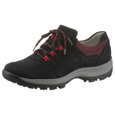 Schnürschuh WALDLÄUFER "HOLLY", Damen, Gr. 5 (38), Leder, schwarz (schwarz, rot), Nubukleder, Textil, Schuhe Schnürschuh, mit herausnehmbarem Fußbett, Freizeitschuh, Halbschuh, Schnürschuh