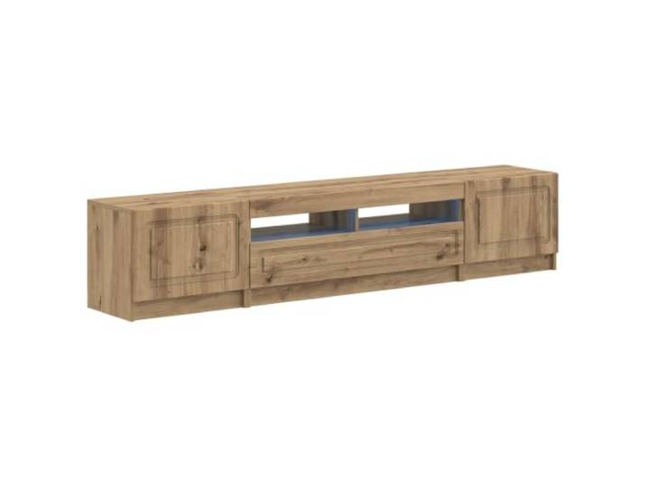GKHPYURE UTRECHT TV-Schrank LED 3 Stück Eiche Handwerk Technisches Holz, feuchtigkeitsbeständig, 34,5 kg, 90° umkehrbare Türen, modernes Design, platzsparend