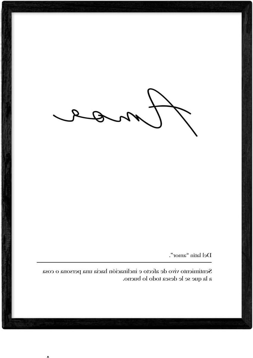 Kunstdruk Liefde Woorden Poster Woondecoratie Ingelijst A4 Formaat Wit