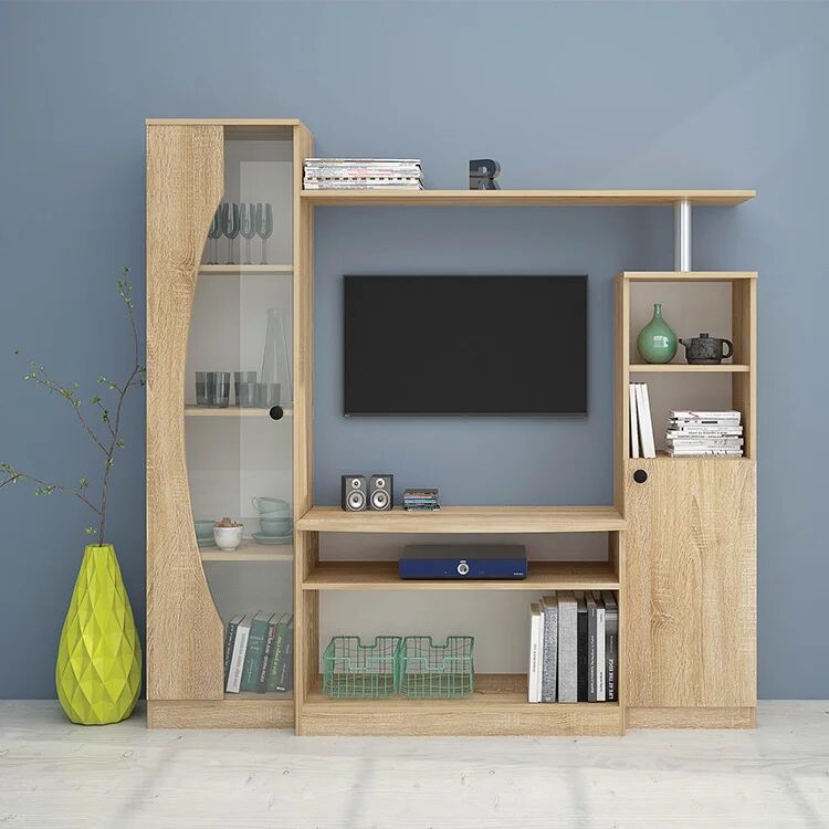 garneroarredamenti Parete attrezzata 160x160h cm soggiorno rovere Alicante