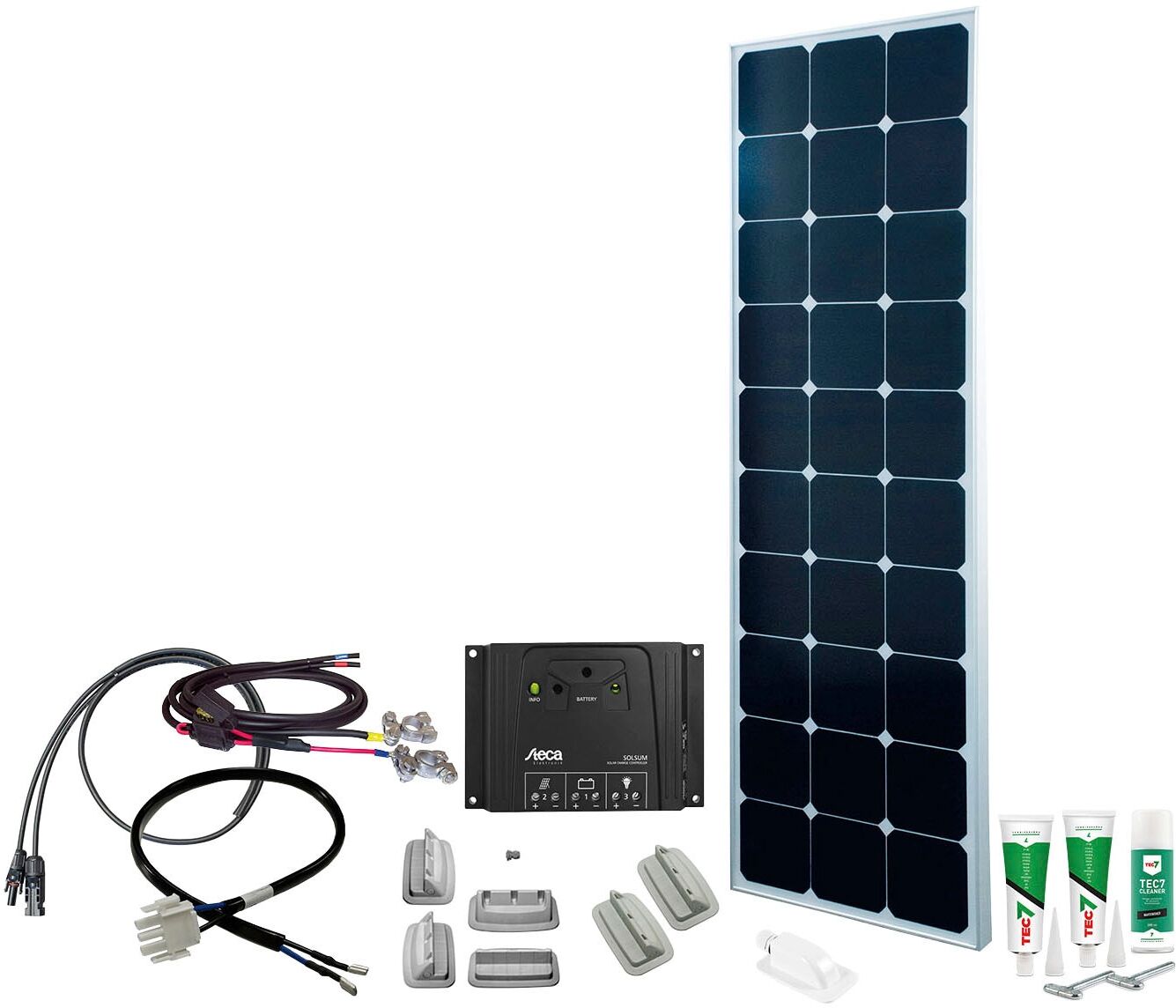 Solaranlage PHAESUN "SPR Caravan Kit, Solar Peak SOL81 110 W", silber (silber, weiß), Solarmodule, Solaranlage