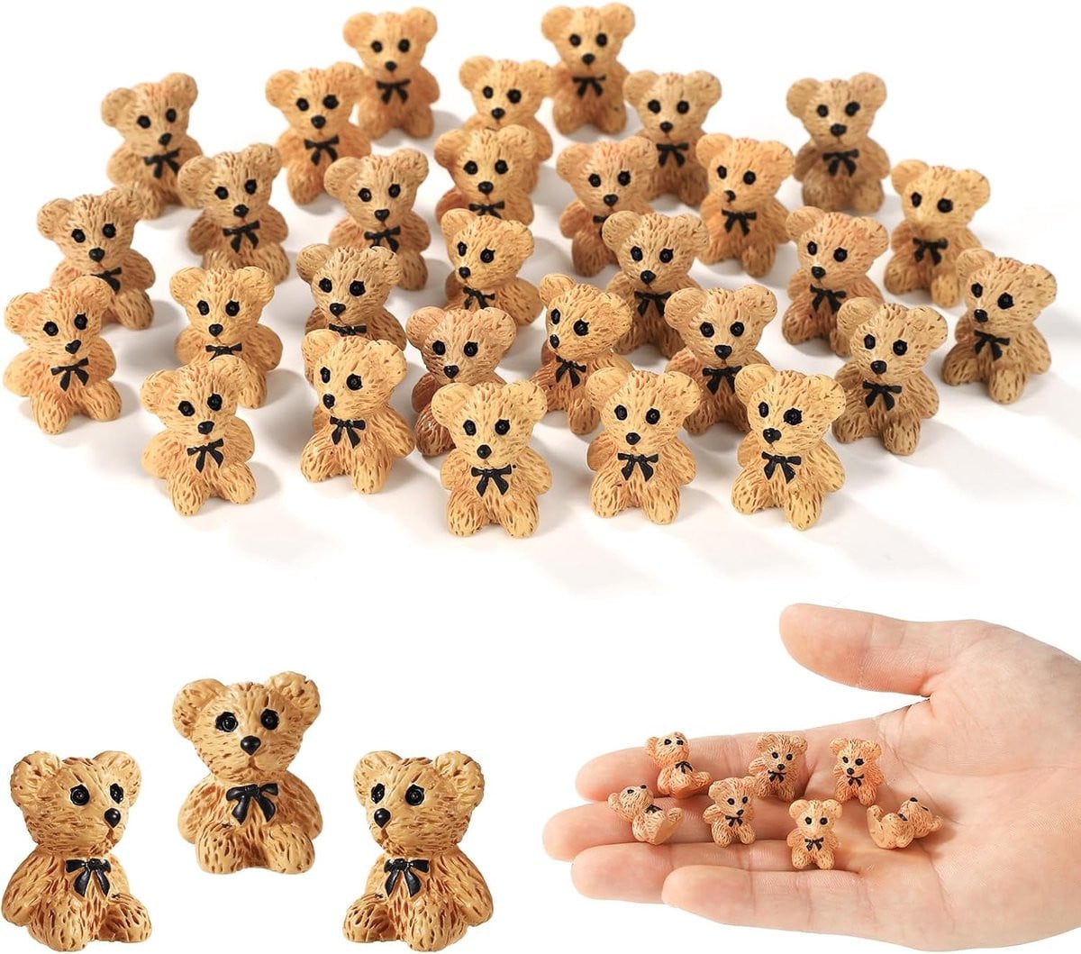 SnelShoppen 30 stuks Mini Teddyberen van Hars, Schattige Miniatuur Decoratie Accessoires