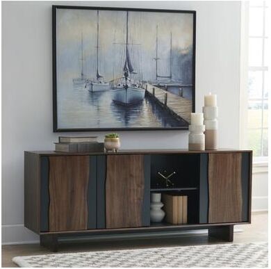"Signature Design by Ashley Welby Brown/Black Accent Cabinet - 71""W x 17""D x 30""H"