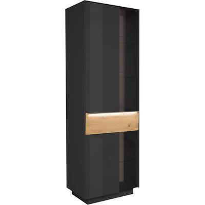 Standvitrine MÄUSBACHER "Nova", schwarz (anthrazit), B:67cm H:197cm T:42cm, Schränke, Standvitrine, Standvitrine, BHT 67/197/42 cm, inkl. Griffbeleuchtung, Türdämpfung