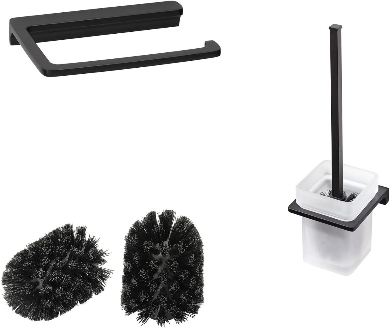BADEDU SIRIUS Accessoire Set 3-teilig, Schwarz matt, Toilettenpapierhalter,...