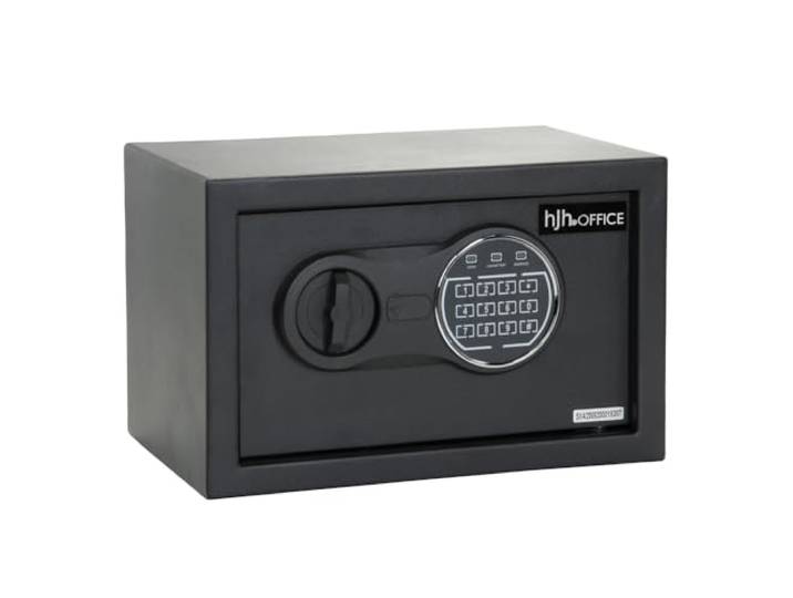 hjh OFFICE Tresor mit Zahlenschloss 8,5 L Safe COMPACT III Stahl Schwarz Möbeltresor Elektronik Schloss 20x31x20cm, 830040
