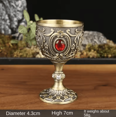 Inspire Curations Vintage Medieval Holy Grail Goblet Engraved Metal Chalice Decor bronze