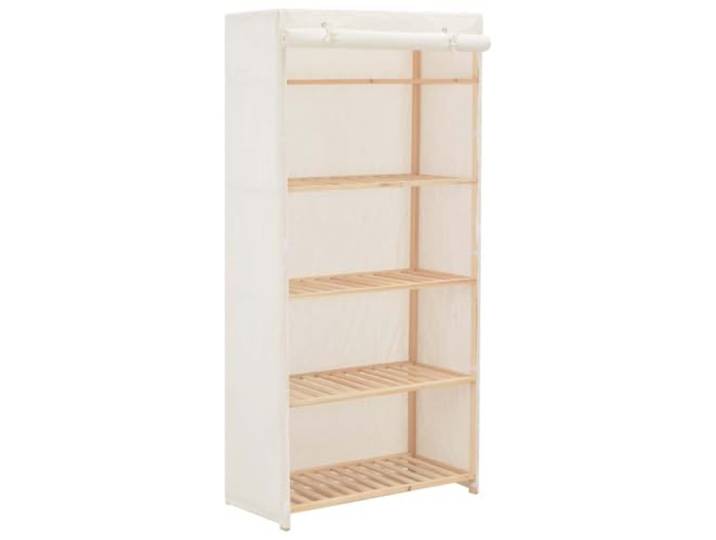 Makastle Kleiderschrank Weiß 79x40x170 cm Stoff Tannenholz