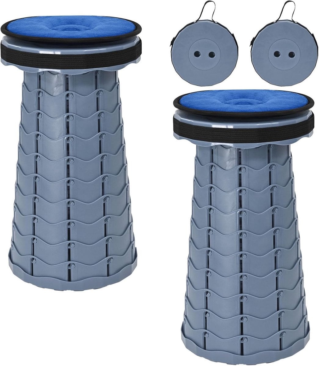2-pack opvouwbare krukken met kussen, draagbare telescoopkrukken, grijs