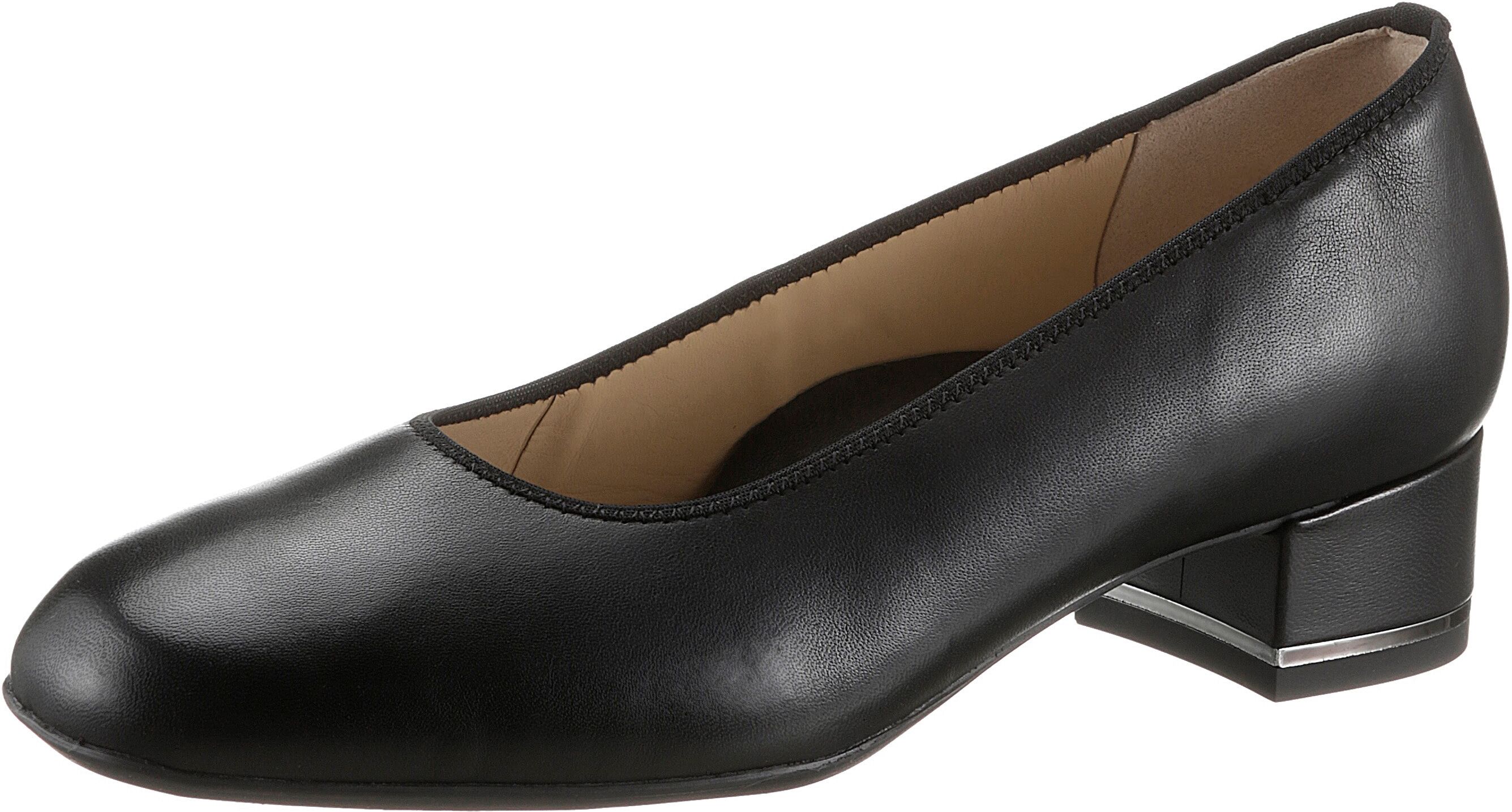 Pumps ARA "GRAZ", Damen, Gr. 5,5 (38,5), Leder, schwarz, Glattleder, Schuhe Pumps, Abendschuh, Festtagsschuh, Blockabsatz, glänzendes Detail am Absatz, Topseller