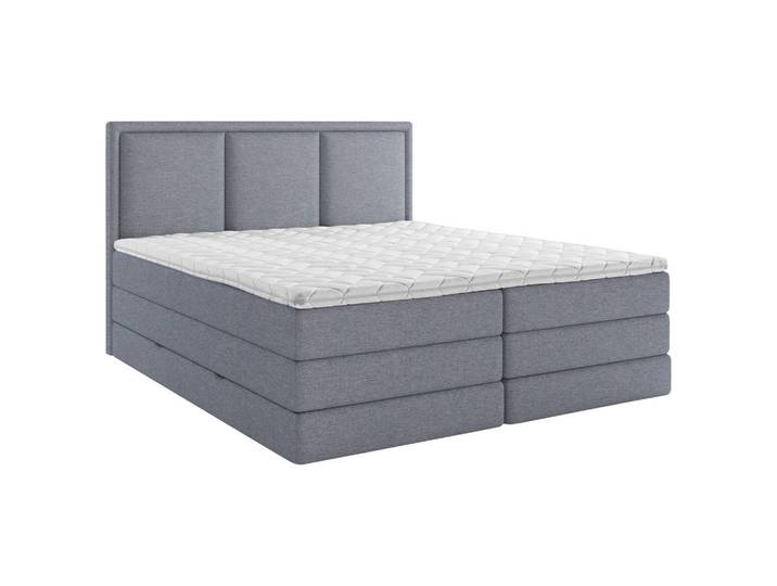 Boxspringbett, Blau, 200x200 cm, Textil, Bettkasten & Gepolstertes Kopfteil, Mid.You