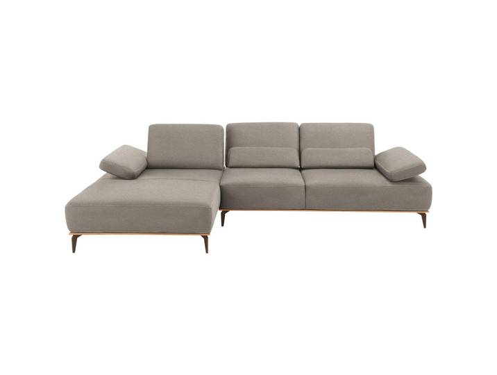 Valnatura Ecksofa 16580 Sprint, Grau, Metall, Uni, 4-Sitzer, Ottomane links, nicht einzeln stellbar, L-Form, 298x176 cm, Goldenes M, Typenauswahl, Lederauswahl, Stoffauswahl, seitenverkehrt erhältlich, Hocker in verschiedenen Holzarten individuell planbar, Wohnzimmer, Sofas & Couches, Wohnlandschaften, Ecksofas