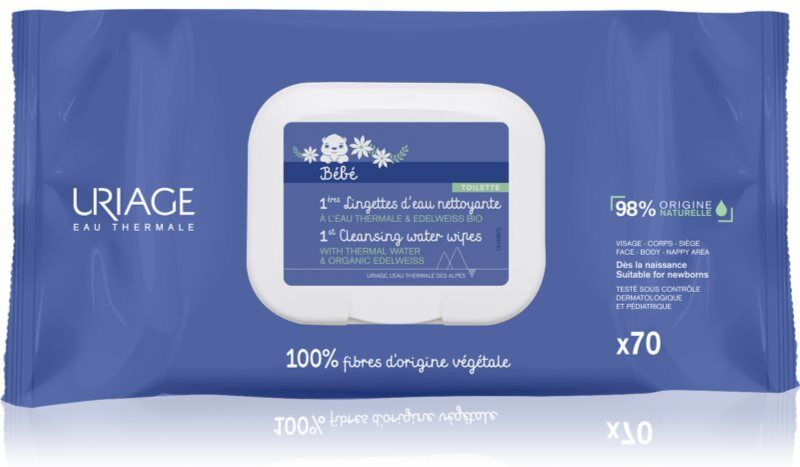 Uriage Bébé 1st Cleansing Wipes Renseservietter til børn 70 stk.