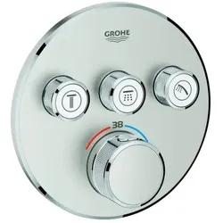 Grohe Grohtherm Smartcontrol Fertigmontageset 29121DC0 supersteel, rund, UP-Thermostat, 3 Absperrventile