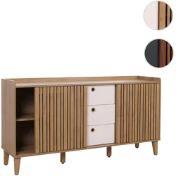 Sideboard HWC-M48, Kommode, Schiebetür Staufach, MDF 81x150x40cm ~ natur, Schubladen weiß