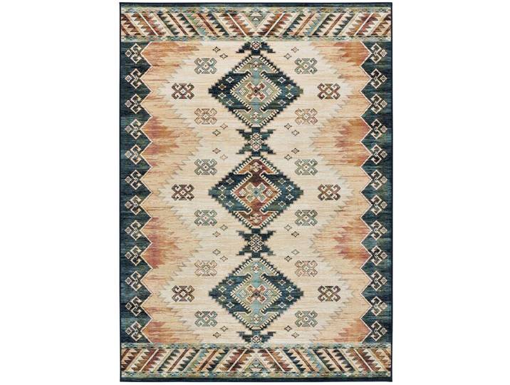 Tapis en viscose ethnique beige/rouille/bleu 160x230 cm