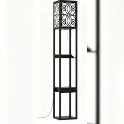 COSTWAY Stehleuchte Wohnzimmer 160 cm, E27, mit 2 USB-Anschlüssen, 3-Etagen-Stehleuchte mit Schublade