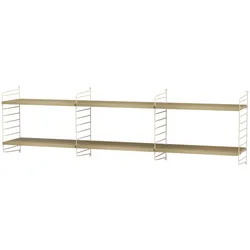 Langes Wandregal 2 Ebenen Beige Eiche