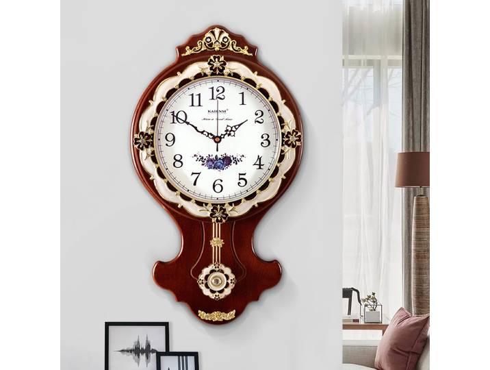 Horloge murale américaine salon maison horloge muette bois massif grande horloge décorative simple mode décoration de la maison atmosphérique