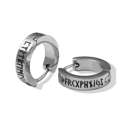 Paar Creolen FIRETTI "Schmuck Geschenk Edelstahl Ohrringe "Futhark" Runenreihe der Wikinger", silber (silberfarben), Ohrringe, Damen, 12mm, Edelstahl, Made in Germany