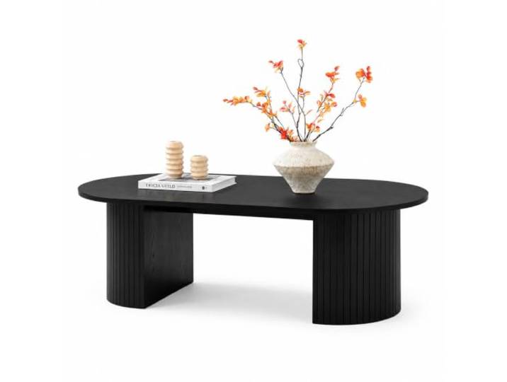 ACAZA Couchtisch Schwarz aus Holz - Oval 120 x 59 x 37cm Passt in jedes Wohnzimmer: schnelle Montage, stilvolle Holzoptik sowie funktionales, zeitloses Design.