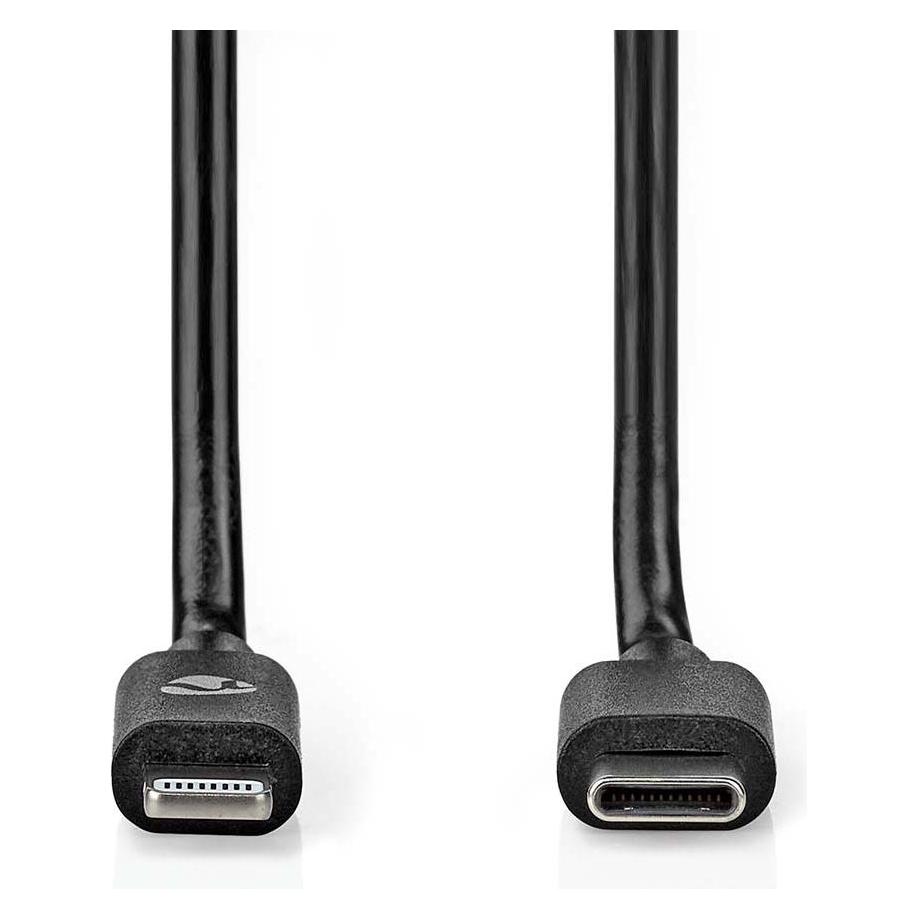 Nedis Lightning Kabel | USB 2.0 | Apple Lightning 8-Pin | USB-C Stecker | 480 Mbps | Vernickelt | 1 (1 m, USB 2.0, 18 W) (CCGL39650BK10)