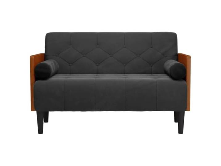 KTHLBRH Sofa mit Kissen Bolster schwarz 110 cm Samt Schaumstoff und Federn, Rahmen aus Sperrholz, 116 x 68 x 74,5 cm, für Wohnzimmer und Entspannung