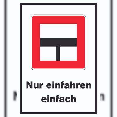 HB-Druck Nur einfahren in die Haupt­wasser­straße wenn niemand behindert wird Schild mit Symbol und Text A1 (594x841mm)