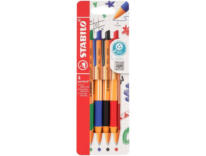 Stabilo Kugelschreiber pointball 4er Etui
