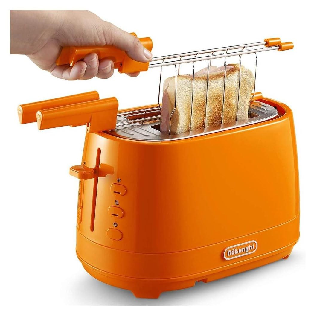 De'Longhi CTLAP2203.O broodrooster met 2 sleuven, Oranje, 550 W, B: 300 mm, D: 180 mm