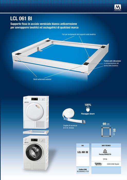MUNARI Supporto Per Lavatrici E Asciugatrici Lcl061bi-bianco