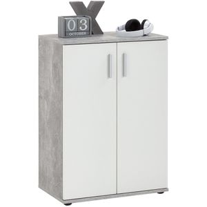 FMD-Möbel Kommode Albi 1, weiß / beton, mit 2 Türen, 60 x 83 x 35cm