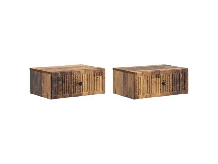 KUPTYERFG 2er Set Wandnachttisch Altholz 49x34,5x20 cm Holzwerkstoff Wandhängende Nachttische im Altholz-Look schaffen Ordnung im Schlafzimmer und bieten Platz durch 2 Schubladen.