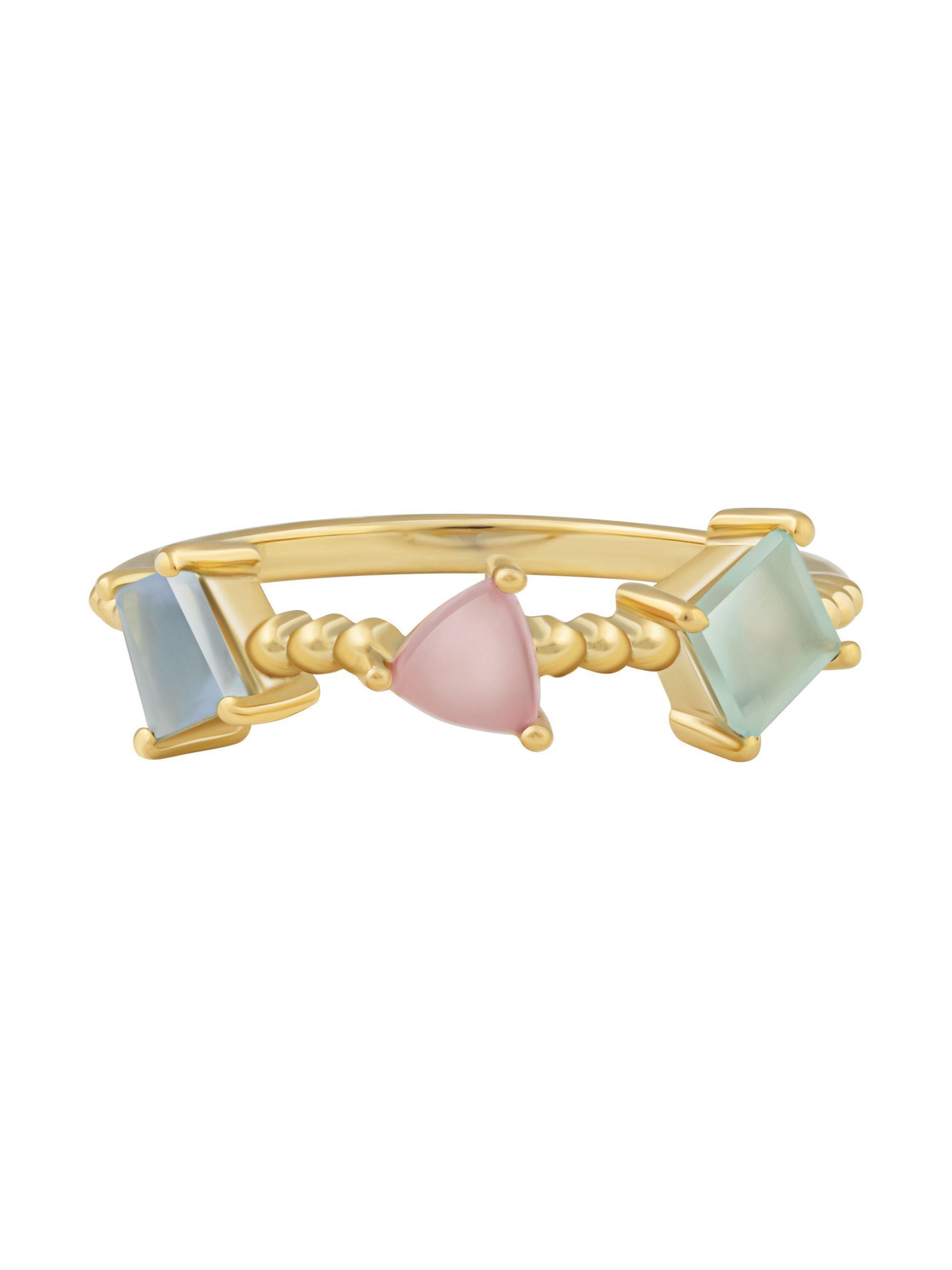 cai Ring 925 Silber vergoldet Echtstein Pastell