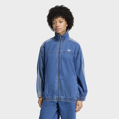 Jeansjacke ADIDAS ORIGINALS "FIREBIRD ADILENIUM ORIGINALS", Damen, Gr. S, blau (medium vintage denim), Obermaterial: 100% Baumwolle, Jacken Jeansjacke, Adilenium Jeans-Originals Jacke
