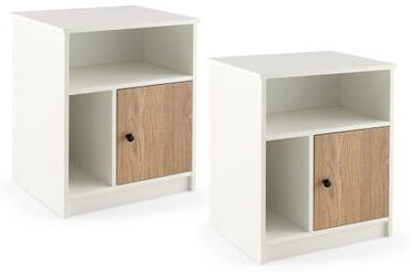 Costway 2 Pieces 25 Inch Tall Nightstands with Door and 2 Open Shelves-White