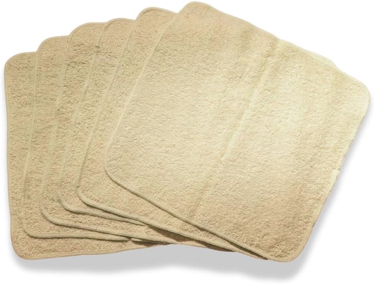 Set van 6 grote washandjes van biologisch katoen voor baby's