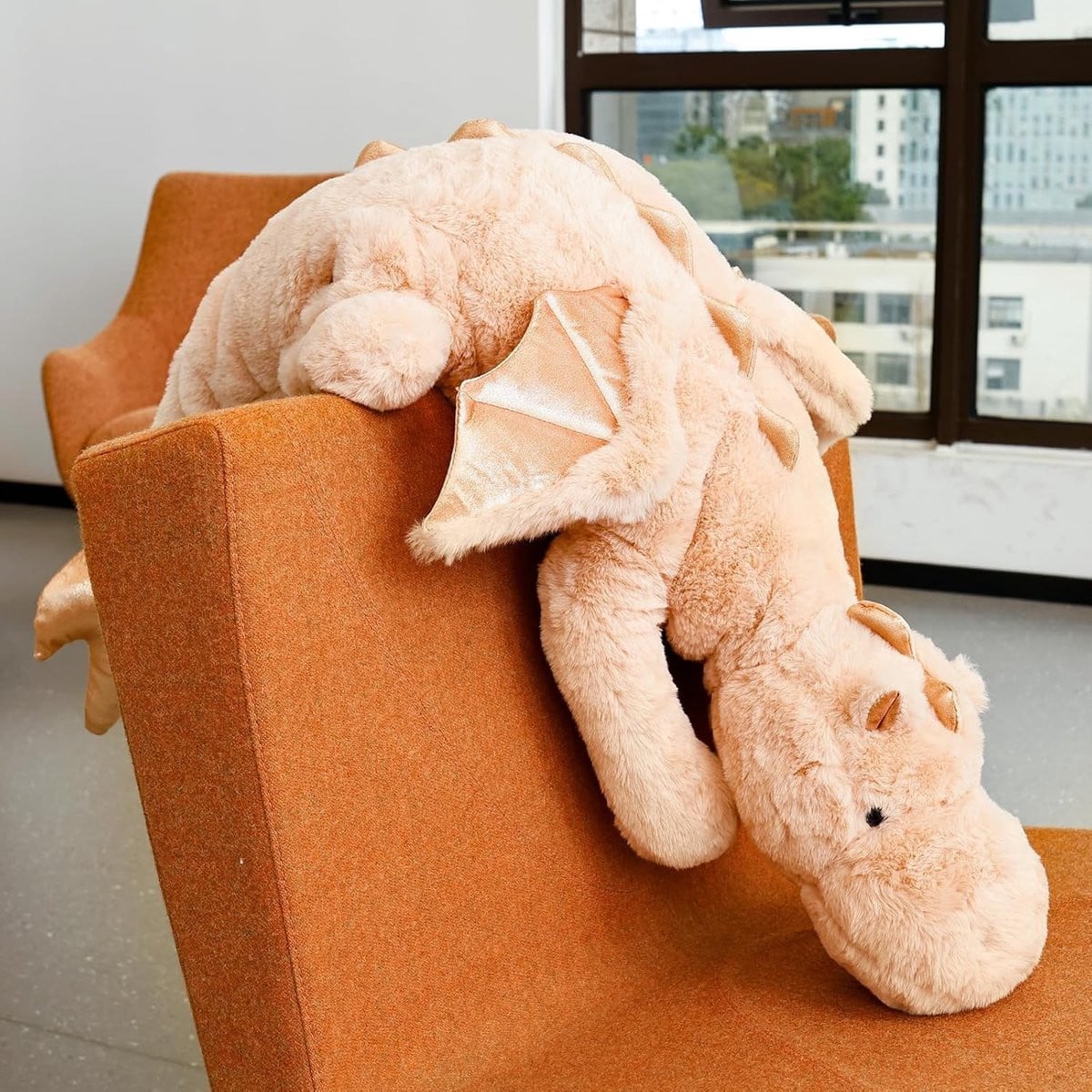 Grote Pluche Draak Knuffeldier als Slaapkussen, Zacht en Fluffy Speelgoed, Roze, 90 cm