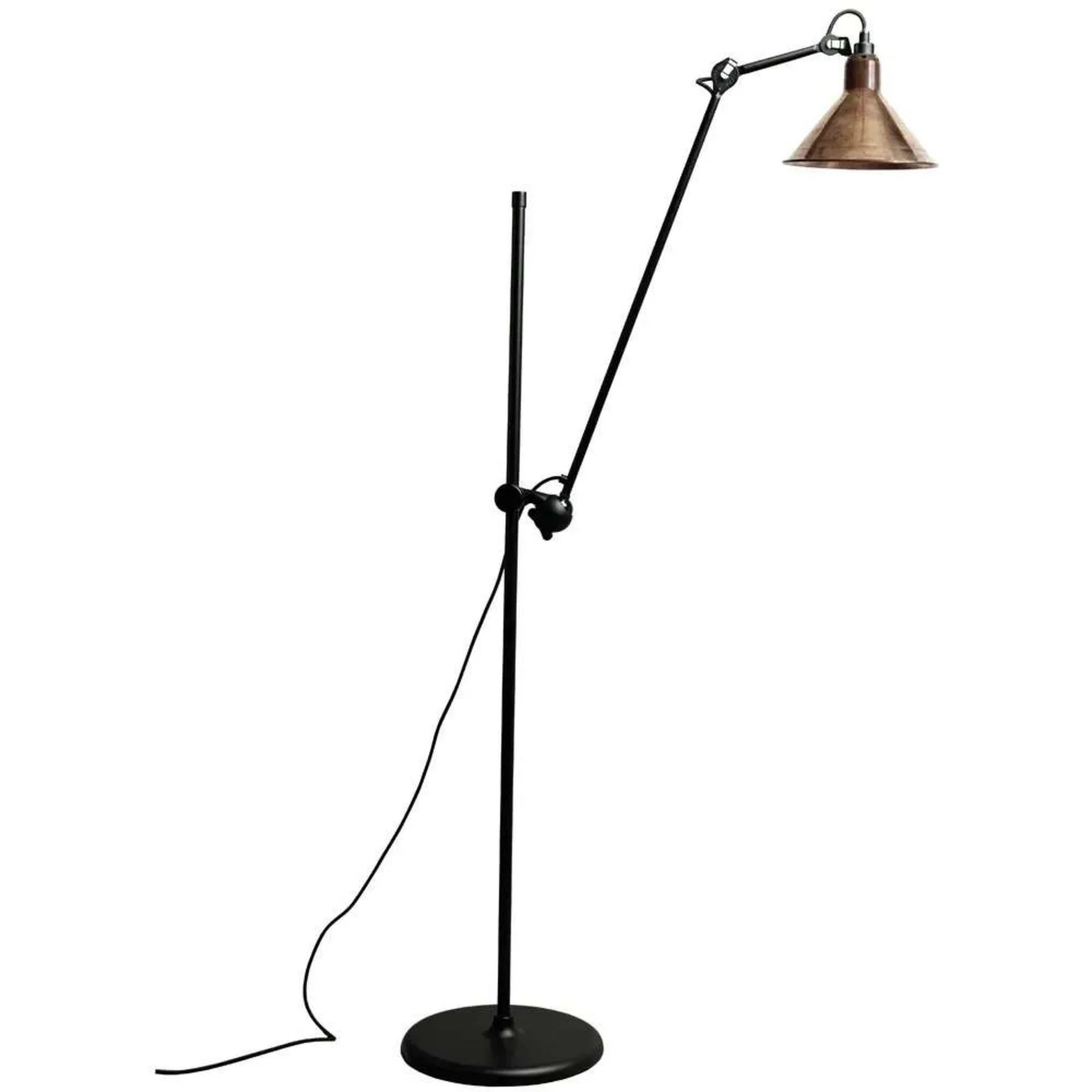 DCW Lampe Gras 215 vloerlamp - zwart/ruw koper