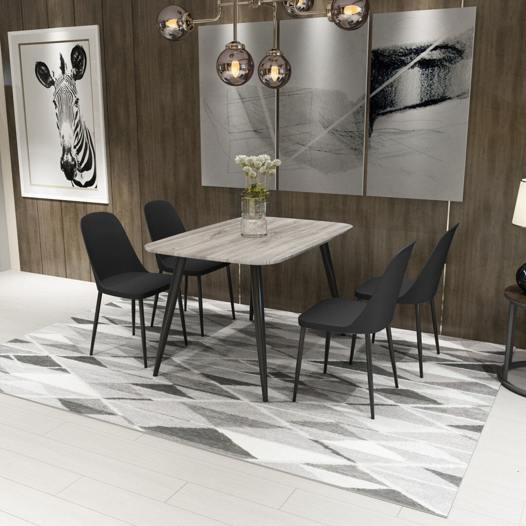 Core Products Aspen 5-Piece Casual Dining Set - Rectangular Table & 4 Plastic Duo Chairs Black 4