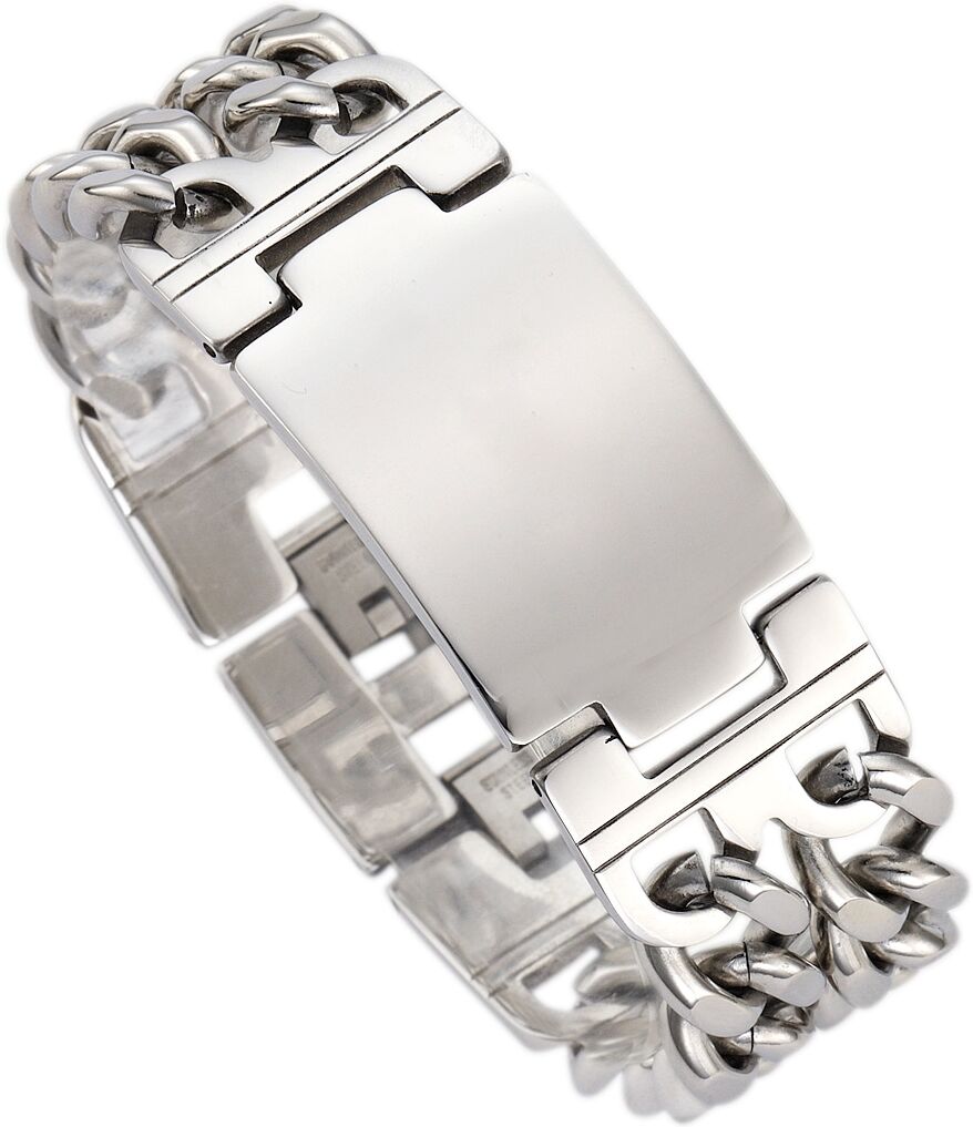 Armband FIRETTI "Schmuck Geschenk Armkette ID-Platte, Panzerkette", silber (silberfarben), Armbänder, 21cm, Edelstahl, Armband