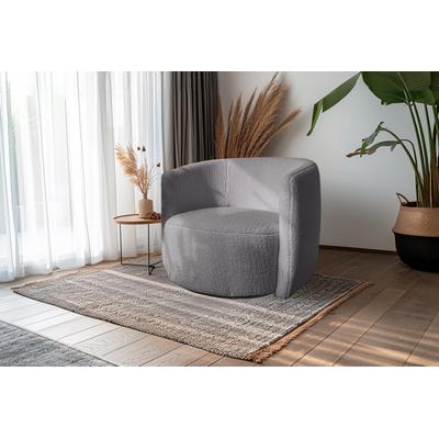 Drehsessel KAYOOM "Sessel Aveiro 125, Teddy-Sessel, bohem, scandy", grau, B:82cm H:71cm T:82,5cm, Stoffbezug: 100% Polyester Füllung: Schaumstoff Korpus: Eukalyptus-Holz Gestell: Eisen, Sessel, Drehsessel, kuscheliger Teddy-Stoff, gemütlich...