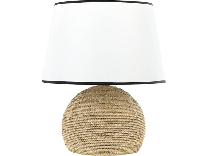 BELIANI Tischlampe Naturfarben Strohgeflecht mit Stoffschirm Kegelform 1-Flammig Boho Design Tischleuchte Esszimmer Wohnzimmer Schlafzimmer Nachtlampe