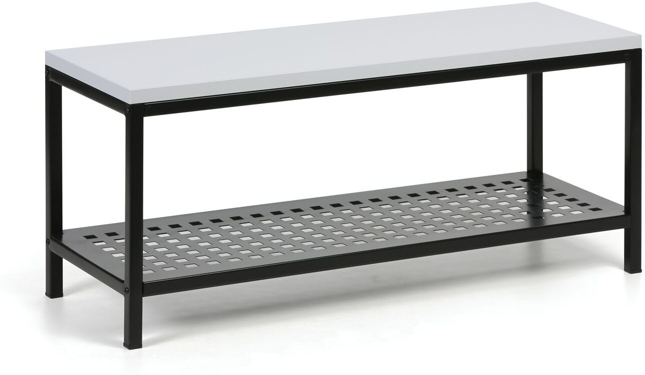 B2B Partner Umkleidebank mit Schuhablage aus Metall, 1000x360x439 mm, Grau