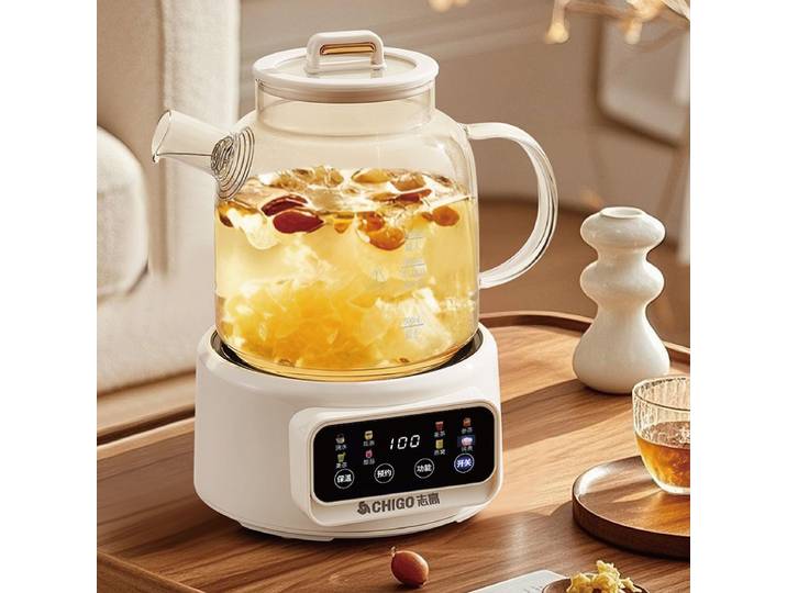 Bouilloire Électrique Intelligente 1,2 L, Pot de Santé, Théière en Verre pour le Bureau, Marmite Multifonction pour Infusions, Maintien Automatique au Chaud, 600W