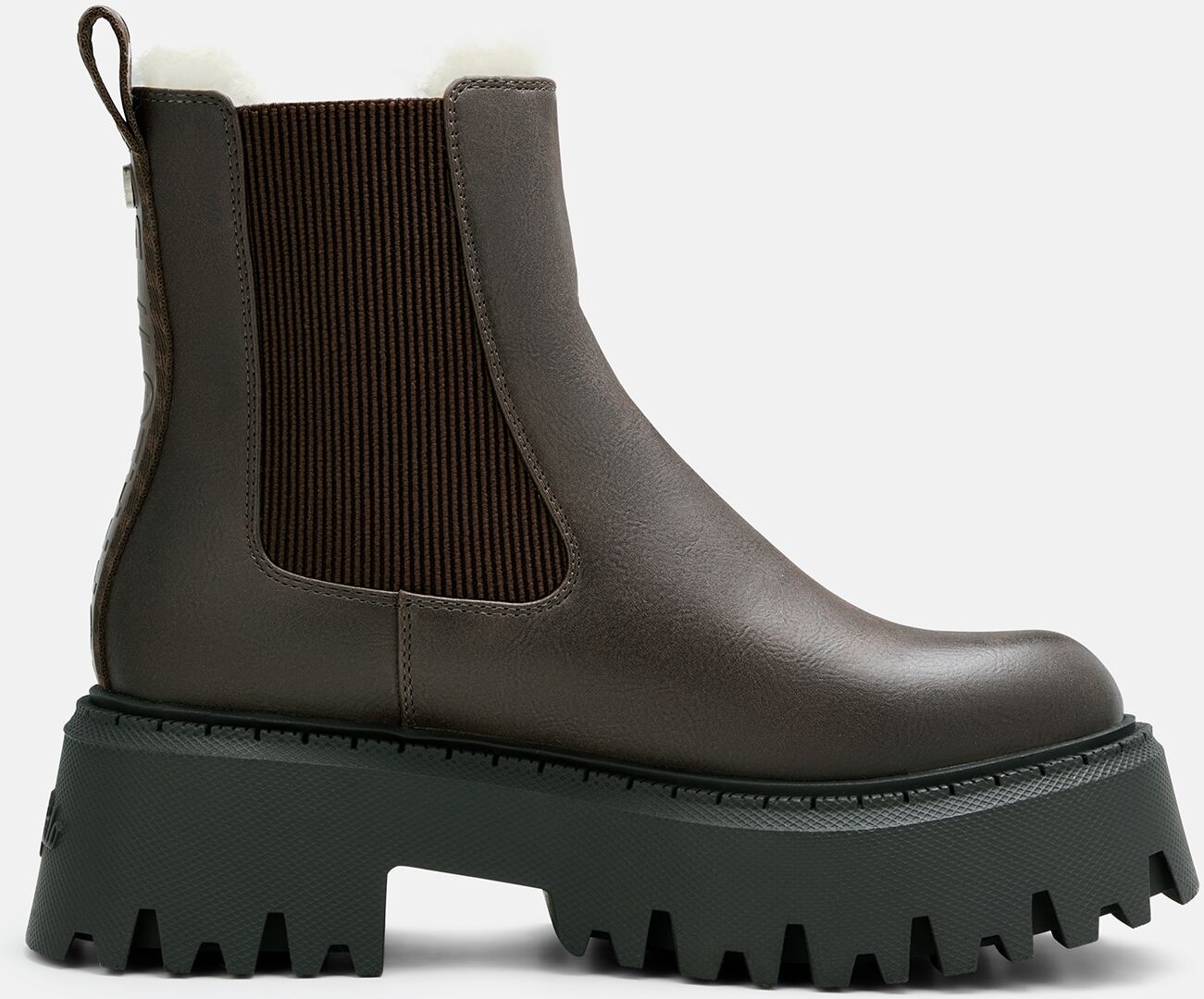 Chelseaboots BUFFALO "ASPEN", Damen, Gr. 38, Textil, braun, Lederimitat, Schuhe Chelseaboots, Stiefelette, Plateauboots mit Stretcheinsatz braun 38, Textil
